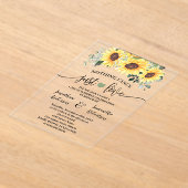 Zonnebloemen Niets Fancy Alleen liefde Elopement Acryl Uitnodigingen (Laagn)