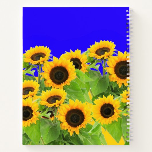 Zonnebloemen Notitieboek Oekraïense vlag kleuren (Achterkant)