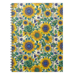 Zonnebloemen. Oekraïens volks kunstpatroon. Notitieboek
