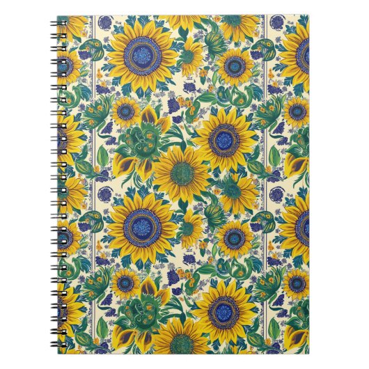 Zonnebloemen. Oekraïens volks kunstpatroon. Notitieboek (Voorkant)
