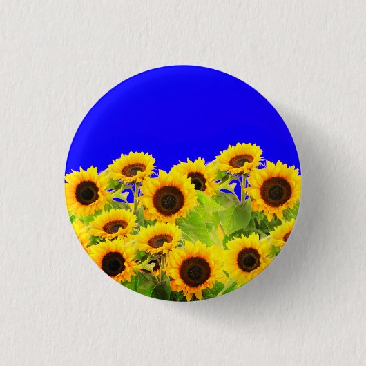 Zonnebloemen Oekraïne Button met vlagkleuren - Vri (Voorkant)
