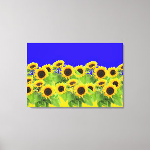 Zonnebloemen - Oekraïne - Vlaggenvrijheid Oekraïne Canvas Afdruk