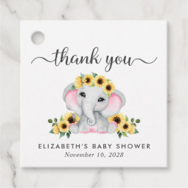 Zonnebloemen olifant baby meisje douche dank u bedankjes labels