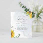 Zonnebloemen Olijfbladeren Rustiek Teal Trouwen (Staand voorkant)