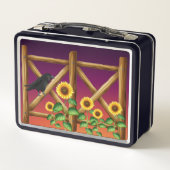 Zonnebloemen Omheining Kroes Ravens Lunch Box (Achterkant)