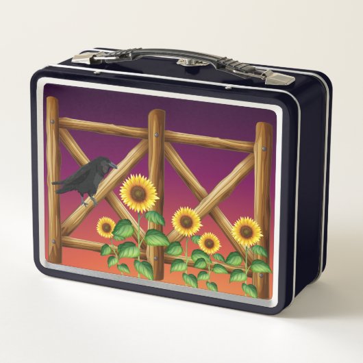 Zonnebloemen Omheining Kroes Ravens Lunch Box (Achterkant)