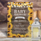  zonnebloemen omwoeld Barn Wood Baby shower Kaart