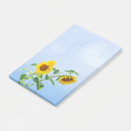 Zonnebloemen onder de blauwe hemel post-it® notes (Schuin)