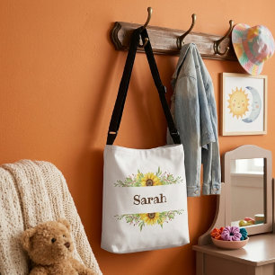 Zonnebloemen  ontwerp gepersonaliseerde schattige  crossbody tas