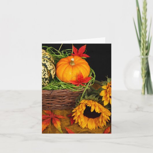 Zonnebloemen oogst herfst kaart (Voorkant)