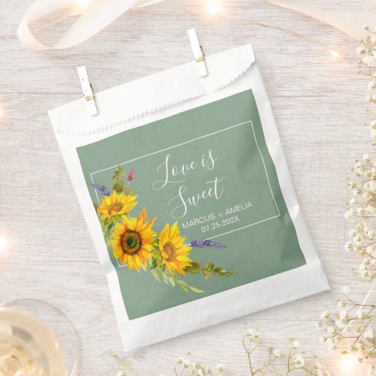 Zonnebloemen op Basil Wedding Favor Bag Bedankzakje (Geknipt)