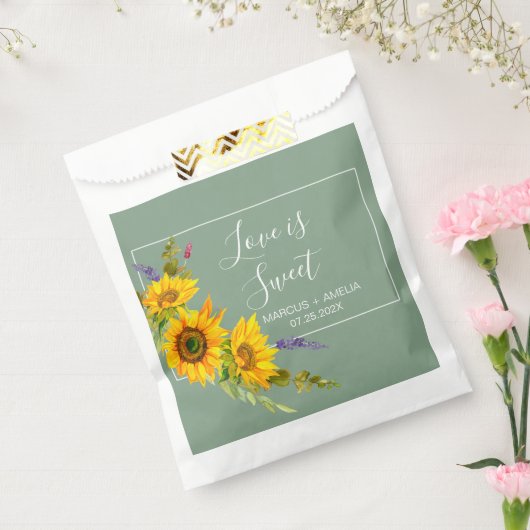 Zonnebloemen op Basil Wedding Favor Bag Bedankzakje (Gezegeld)