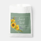 Zonnebloemen op Basil Wedding Favor Bag Bedankzakje (Voorkant)