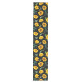 Zonnebloemen op Black Table Runner Medium Tafelloper (Voorkant)