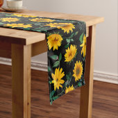 Zonnebloemen op Black Table Runner Medium Tafelloper (Voorbeeld)