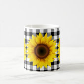 Zonnebloemen op Black White Gingham Koffiemok (Center)