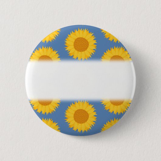 Zonnebloemen op Blauw. Floral Pattern. Ronde Button 5,7 Cm (Voorkant)