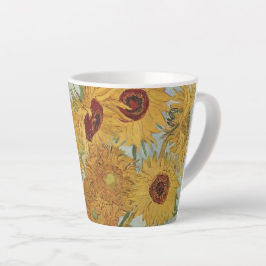 Zonnebloemen(op blauw)-Vincent van Gogh Klein Latte Mok (Rechterhoek)