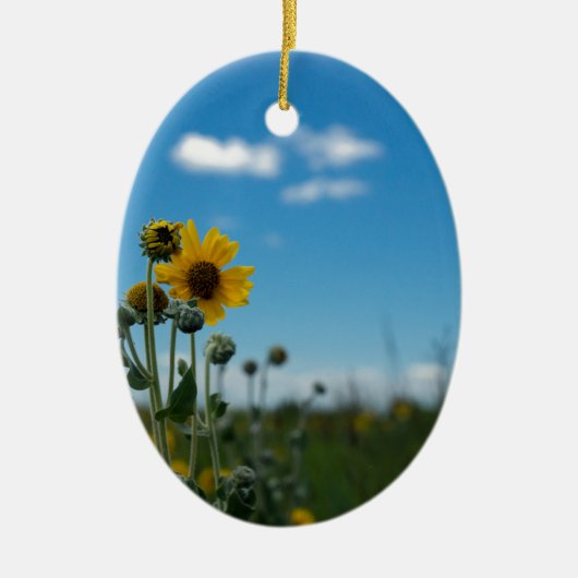 Zonnebloemen op Blue Sky Keramisch Ornament (Voorkant)