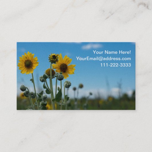 Zonnebloemen op Blue Sky Visitekaartje (Voorkant)