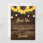 Zonnebloemen op Brown Wood Party Bedankt Card Kaart (Voorkant)