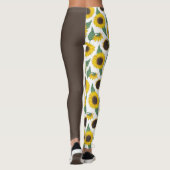 Zonnebloemen op bruin 1/2 & 1/2 leggings (Achterkant)