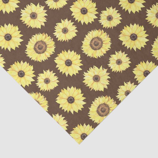 Zonnebloemen op bruine achtergrond tissuepapier (Detail)