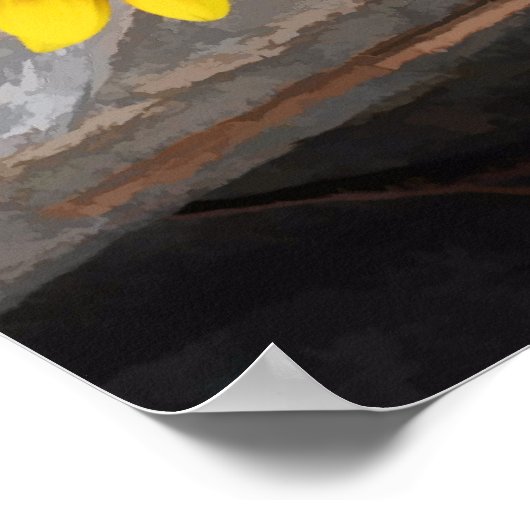 Zonnebloemen op , bruingele kunstwerken poster (Hoek)