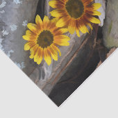 Zonnebloemen op , bruingele kunstwerken tissuepapier (Detail)