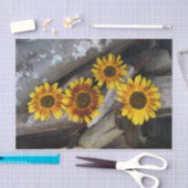 Zonnebloemen op , bruingele kunstwerken tissuepapier (Craft)