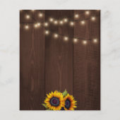 Zonnebloemen op budget robuuste houten bewaar datu flyer (Achterkant)