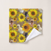 Zonnebloemen op Burlap Bad Handdoek (Wasdoekje)