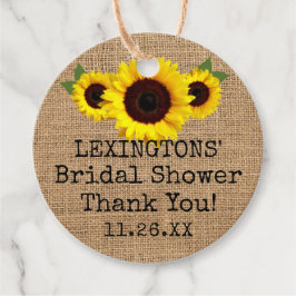 Zonnebloemen op Burlap Herfst Vrijgezellenfeest da Bedankjes Labels