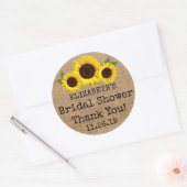 Zonnebloemen op Burlap Herfst Vrijgezellenfeest Fa Ronde Sticker (Envelop)