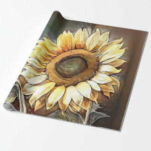 Zonnebloemen op Collectie voor moderne waanvoorste Cadeaupapier