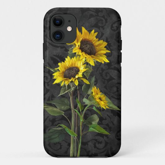 Zonnebloemen op Damask Case-Mate iPhone Case (Achterkant)
