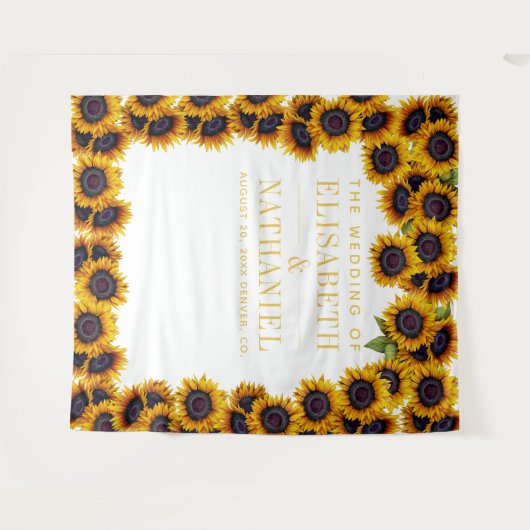 Zonnebloemen op de achtergrond voor een fotohokje wandkleed (Voorkant (horizontaal))