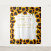 Zonnebloemen op de achtergrond voor een fotohokje  wandkleed (Voorkant)