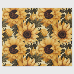Zonnebloemen op een Bleke achtergrond Continuous R Cadeaupapier