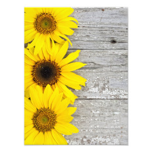 Zonnebloemen op een lijst foto afdruk