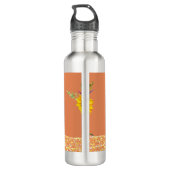 Zonnebloemen op een Oranje ondergrondse waterfles (Achterkant)