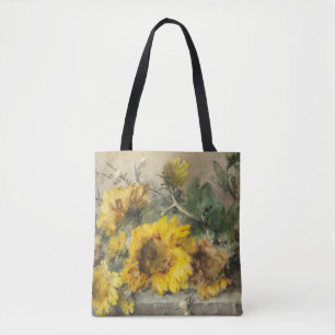 Zonnebloemen op een stenen rand door Roosenboom Tote Bag