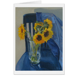 Zonnebloemen op een stoel