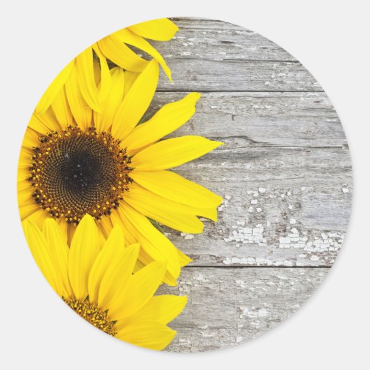 Zonnebloemen op een tafel ronde sticker (Voorkant)