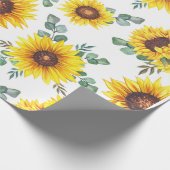 Zonnebloemen op een witte achtergrond cadeaupapier (Hoek)