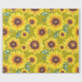 Zonnebloemen op gele achtergrond cadeaupapier (Vlak)