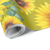 Zonnebloemen op gele achtergrond cadeaupapier (Rol Hoek)