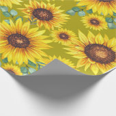 Zonnebloemen op gele achtergrond cadeaupapier (Hoek)