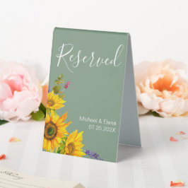 Zonnebloemen op groen huwelijk gereserveerd