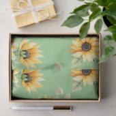  zonnebloemen op groene achtergrond tissuepapier (Geschenk)